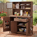 Roomfitters 65' Garden Potting Bench with Storage Hutch, Outdoor Potting Table & Prep Station, Drawer, Cabinet, Shelves, Brown