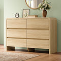 AMERLIFE 6 Drawer Dresser for Bedroom, 49' Wide Modern Storage Cabinet with Rounded Edges & Anti-Tip Kit, Wood Chest of Drawers for Closet, Hallway or Nursery, Easy Assembly, Light Oak Finish