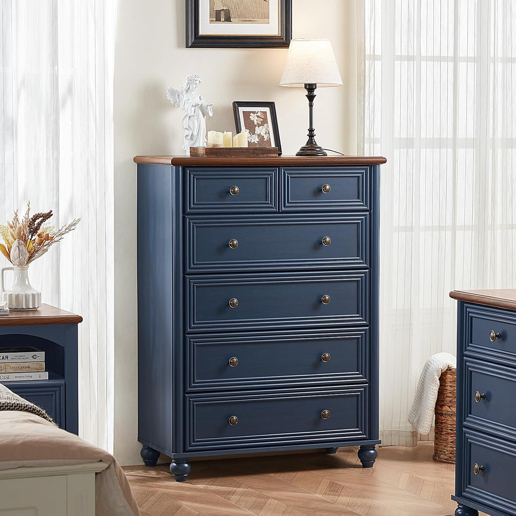 Farmhouse Dressers & Night Stand Set of 3, Wood 54' Wide Dresser & 43.5'Tall Chest of Drawers, 18' with Charging Station Nightstand, Bedroom Furniture 7 Drawer Dresser Set for Home Living Room Hallway