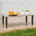 EAGLE PEAK Modern Outdoor Table, Patio Coffee Table with Wood Grain Top for Deck, Porch, Balcony, Garden