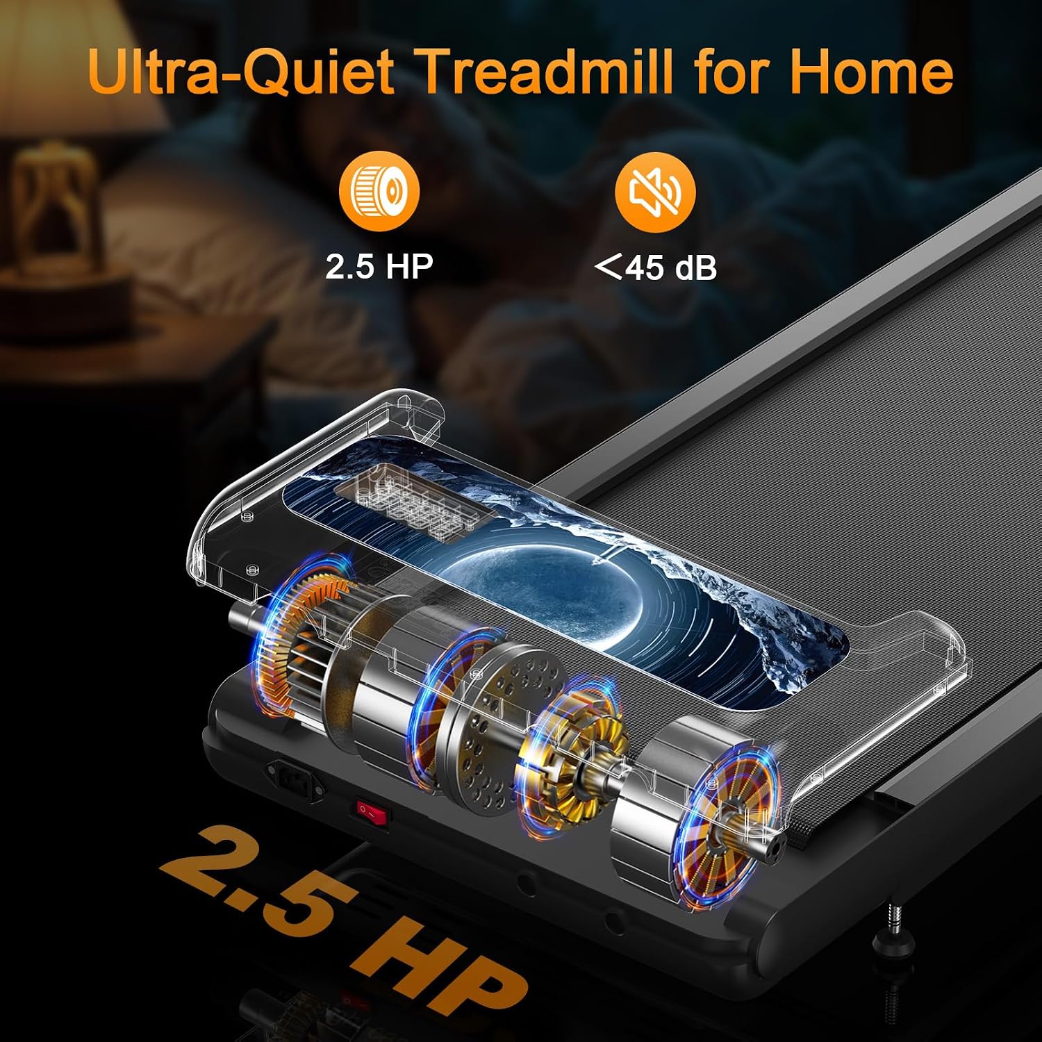 Walking Treadmill Pad with Handle Bar, Silent Fitness Equipment, Treadmill with 4-in-1 Modes, Easy Assembly, Portable Home Gym Equipment