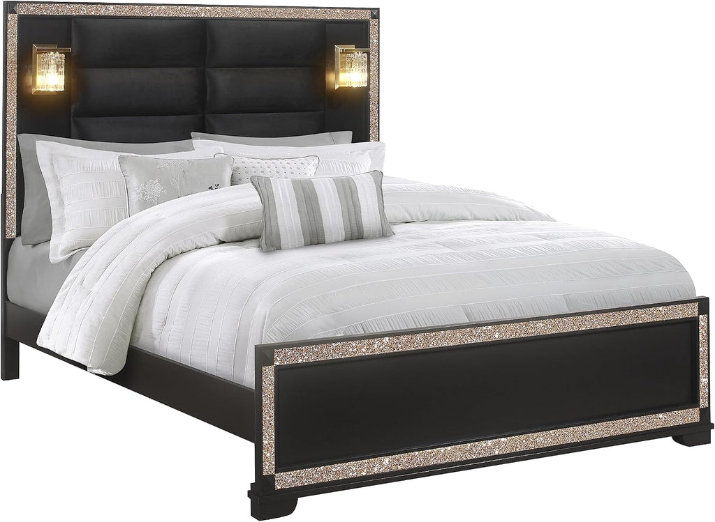 Black,Gold King 5PC Bedroom Set