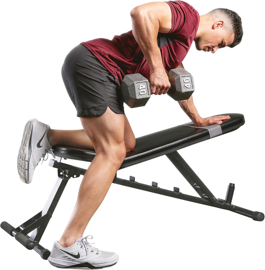 Sunny Health & Fitness Adjustable Weight Bench for Home Gym Strength Training, Incline/Decline, Multi-Position, High Weight Capacity