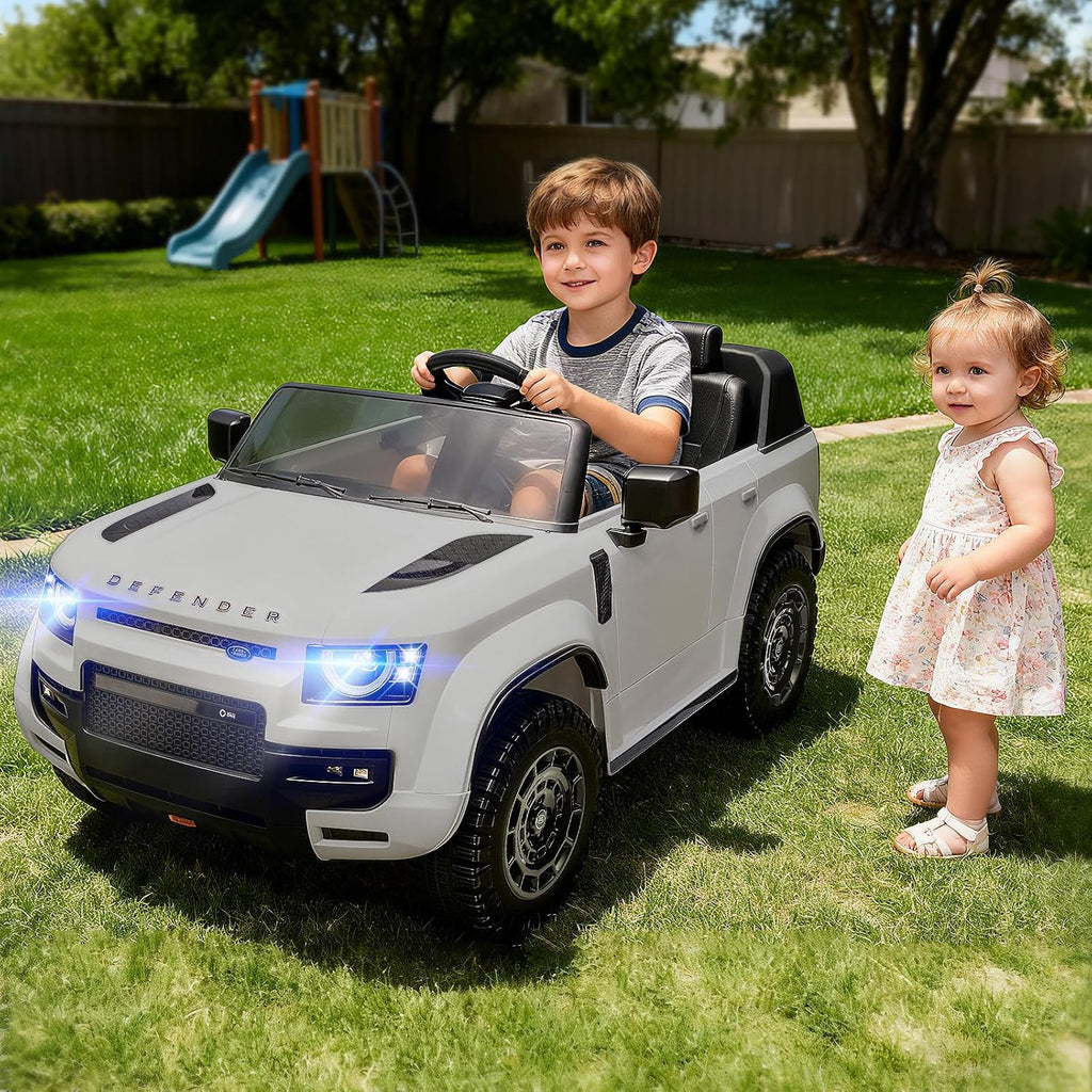 MINIATURE MOTORS 24V Ride on Toys for Big Kids, 2-Seater Toddlers Licensed Electric Car Remote Control, 3.7mph Max Speed, Bluetooth Music, Shovel, Seat Belt, 4-Wheeler Suspension, Boy Girl Gift-Grey