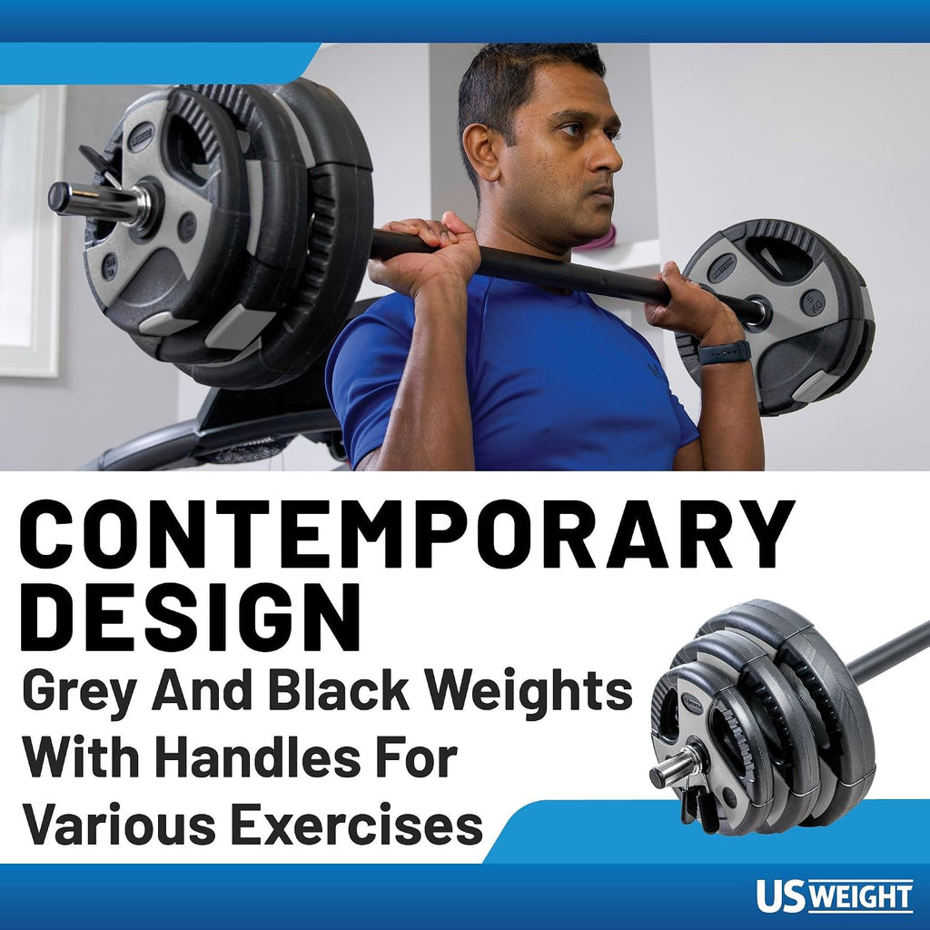 US Weight Weight Set for Home Gym - Barbell, Curl Bar or Multi-Use Options - Various Weight Options