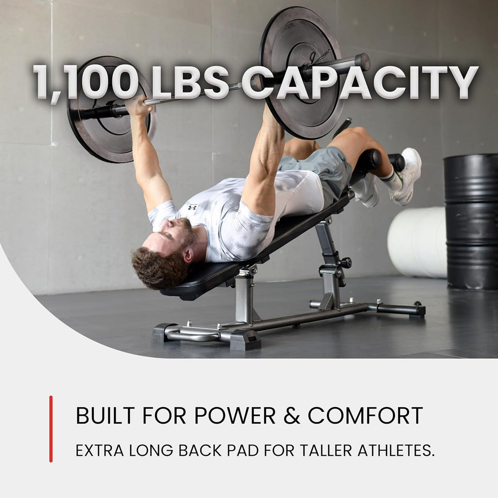 Finer Form Gym-Quality Adjustable Sit Up Ab Bench & Decline Weight Bench for Home Gym Strength Training.