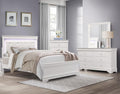 Traditional Design 4pc Set Bedroom Furniture Full Size Bed LED Light Faux Leather Upholstered Glam White Finish Crocodile Texture Panels