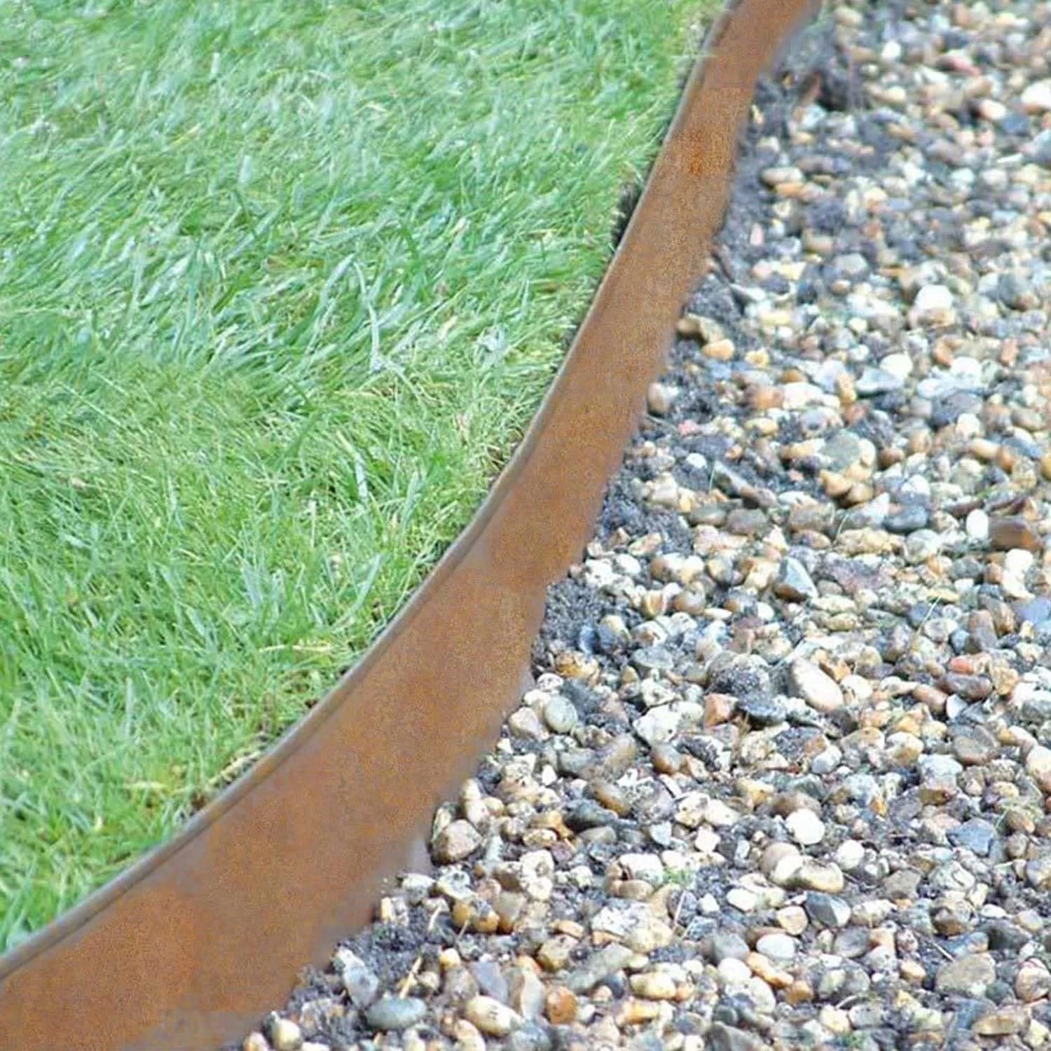 5 each 6' X 8' x18 gauge Rolled Top Raw Lawn Edging Home Kit with 15 each Raw Edge Pins