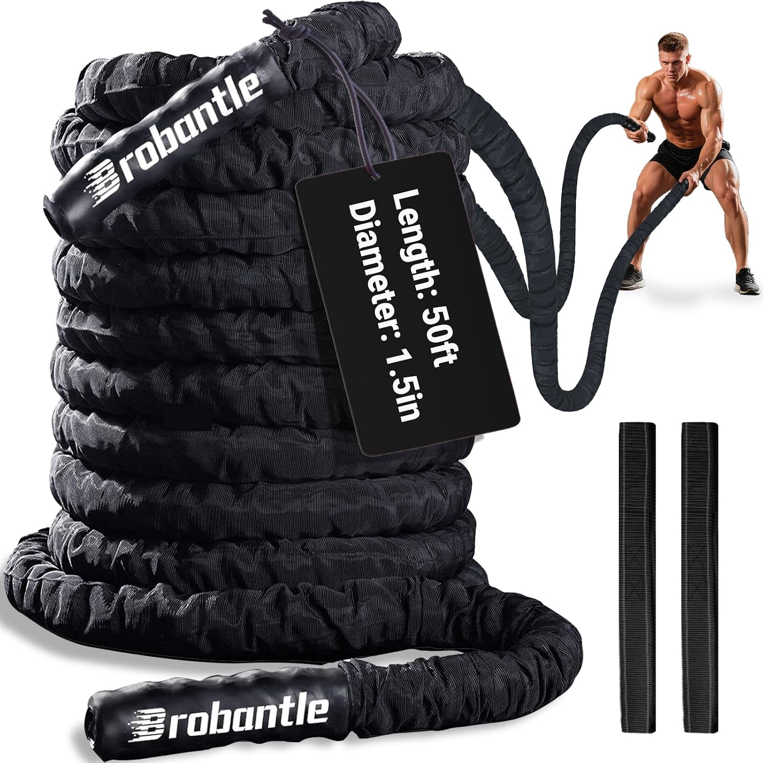 Battle Rope 1/1.26/1.5/2 Inch Diameter,Pink 30FT/40FT/50FT Exercise Workout Ropes for Home Gym Heavy Weighted Training Rope for Working Out