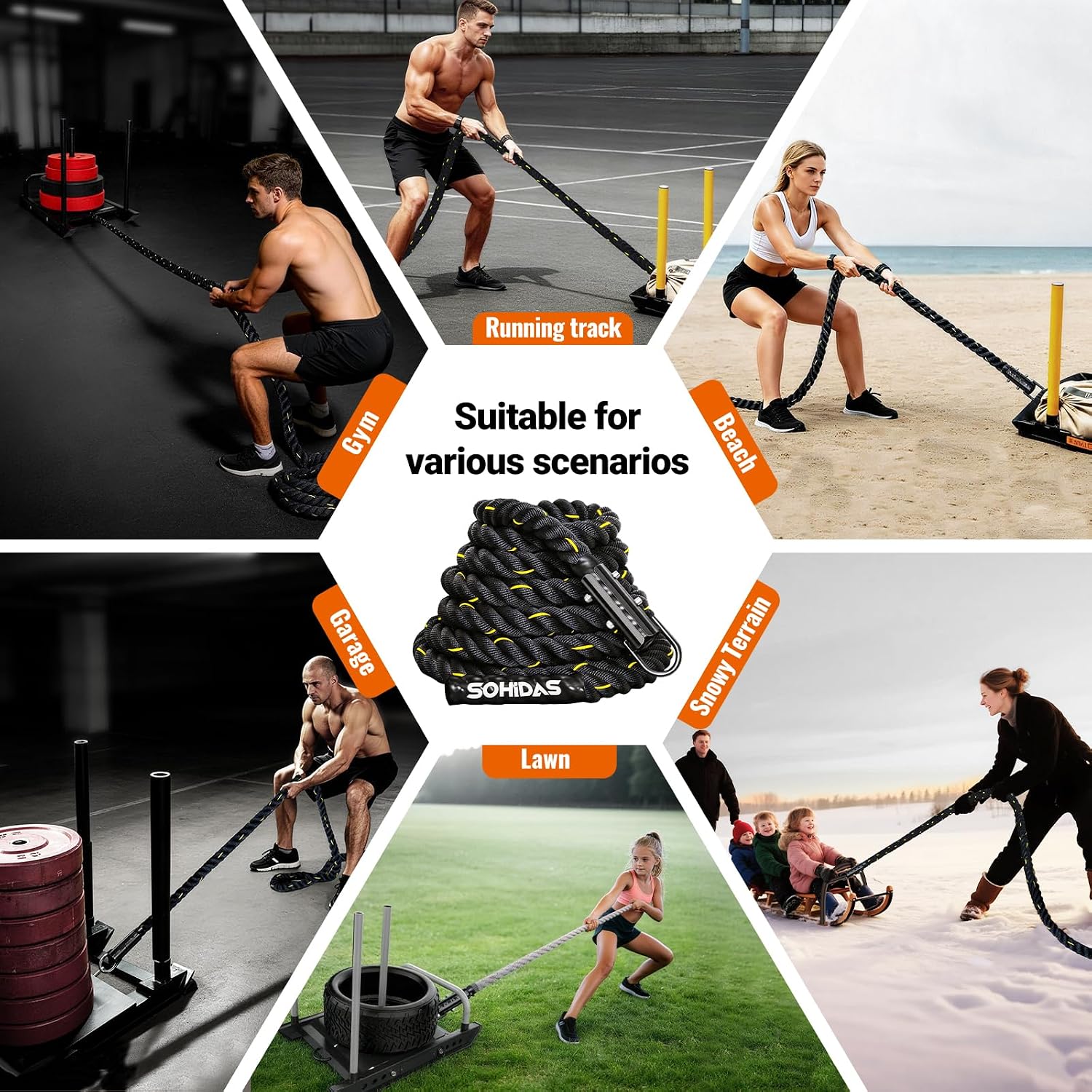 Weight Sled Rope Workout Sled Pulling Ropes, Sleds Push Gym Equipment Weight Sleds Pull Rope for Training Tire Pulling Workout Fitness Resistance Football Exercise Equipment for Men Women