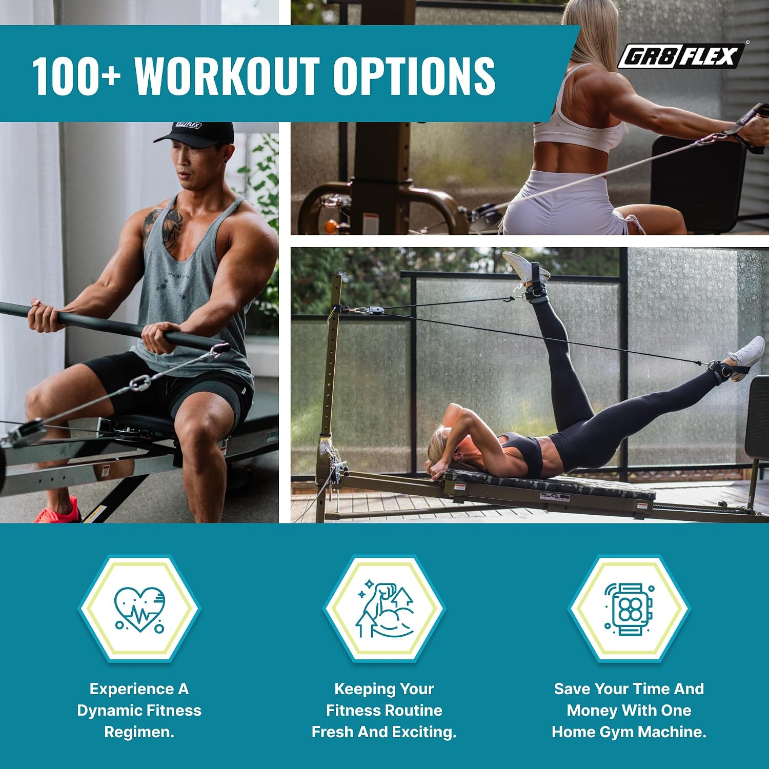 GR8FLEX Performance Gym for Total Over 100 Exercises, Multi-Functional Workout Machine, High Performance Strength Training, Cardio, and Full Body Fitness Equipment for Home Use