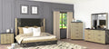 Modern Style 5Pc King Bedroom Set Made with Wood and ed with Black and Brass Metal