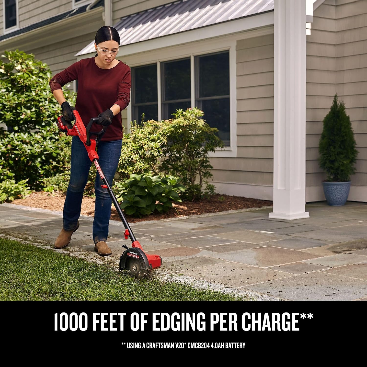 CRAFTSMAN Cordless Edger Lawn Tool, 20V MAX Battery, Charger and Blade Included, Lightweight Lawn Edger, 7.5 in Cutting Width, 1000 Ft of Edging per Charge (CMCED400D1)