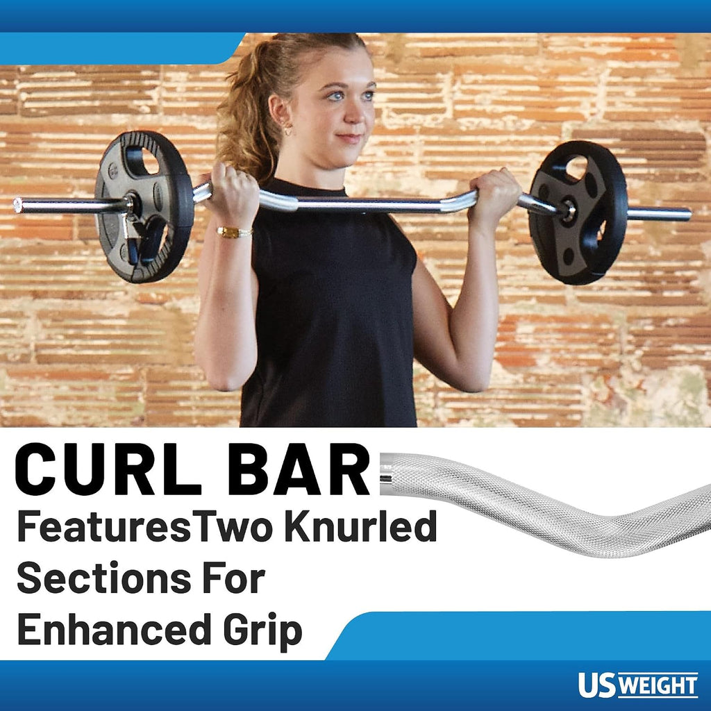 US Weight Weight Set for Home Gym - Barbell, Curl Bar or Multi-Use Options - Various Weight Options