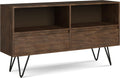 SIMPLIHOME Chase Bookcase - 30 inch Tall Solid Acacia Wood and Metal Low Bookshelf in Rustic Natural Aged Brown, Modern Industrial Storage for Living Room or Office with Open Shelves and Metal Frame