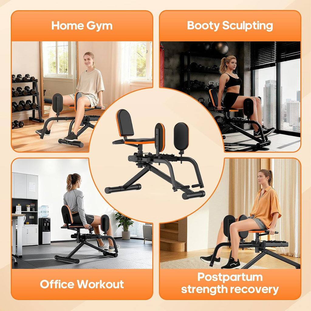 HXD-ERGO Hip Abductor/Adductor Machine for Home Gym, 6-Level Glute Machine & Thigh Workout Equipment, Booty Builder with Plush Padding, Compact Leg Exercise Euipment for Women & Men