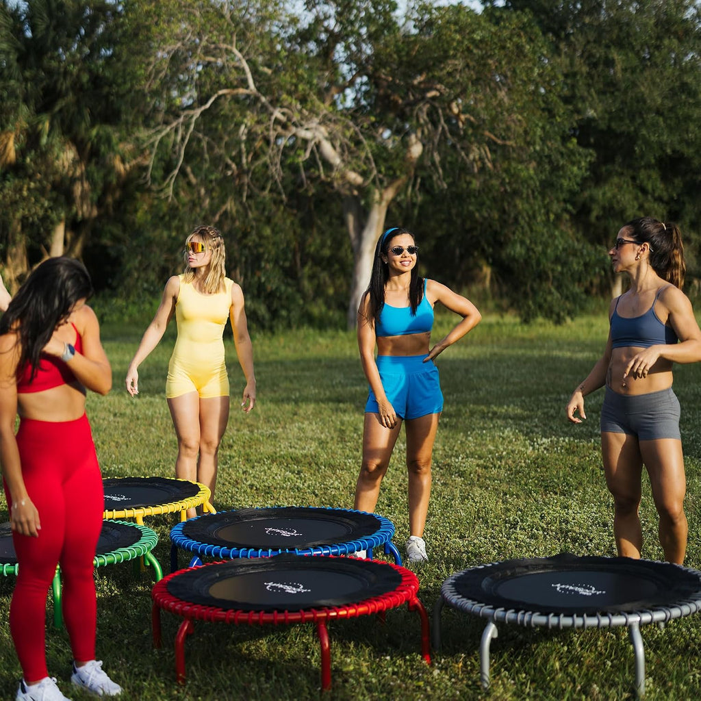 JumpSport 350 PRO 39 Inch Fitness Trampoline Indoor Rebounder Cardio Workout Equipment 300 lb Capacity