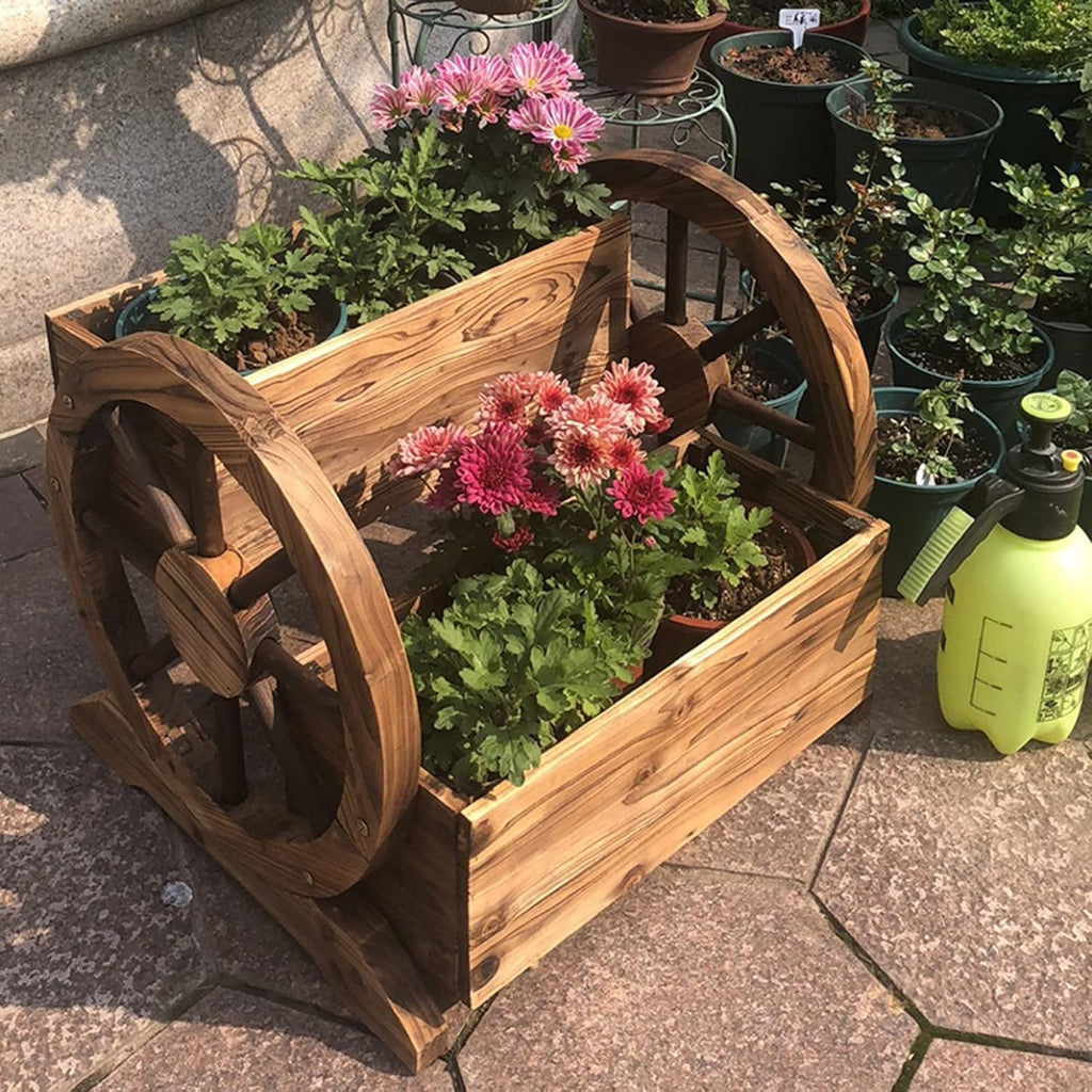 Flower Display Stand, Plant Stand Indoor, Two Layers Outdoor Potting Bench, Garden Workstation Table with Wheels,Lower Storage and Lattice Back