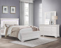 Glam 3-Pc Bedroom Set White Finish Full Size Button-Tufted Bed w LED Headboard Crocodile Texture Panels Wooden Furniture