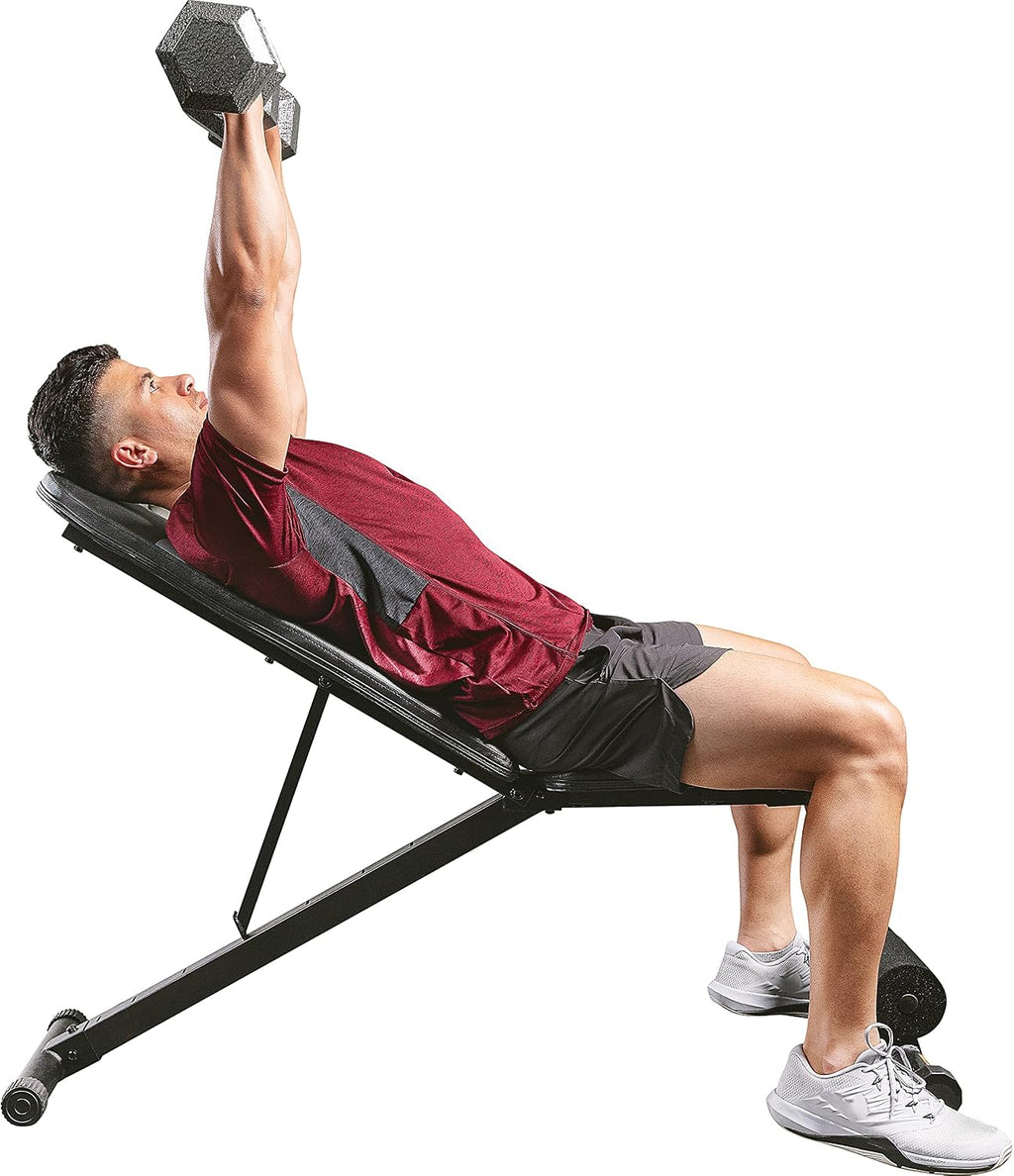 Sunny Health & Fitness Adjustable Weight Bench for Home Gym Strength Training, Incline/Decline, Multi-Position, High Weight Capacity