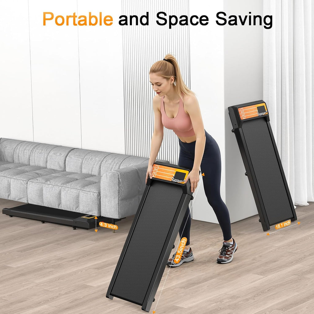 Walking Treadmill Pad with Handle Bar, Silent Fitness Equipment, Treadmill with 4-in-1 Modes, Easy Assembly, Portable Home Gym Equipment