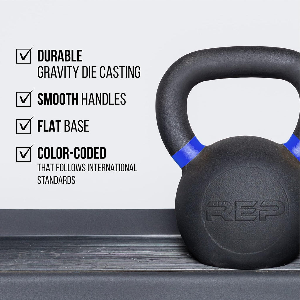 REP Fitness Kettlebell Set and Singles, 4kg to 24kg, 9lb to 53lb Weight Range, Cast Iron, Strength Exercise Training, Home Gym, Power Workout Equipment, Free Weights, Dumbbell Alternative