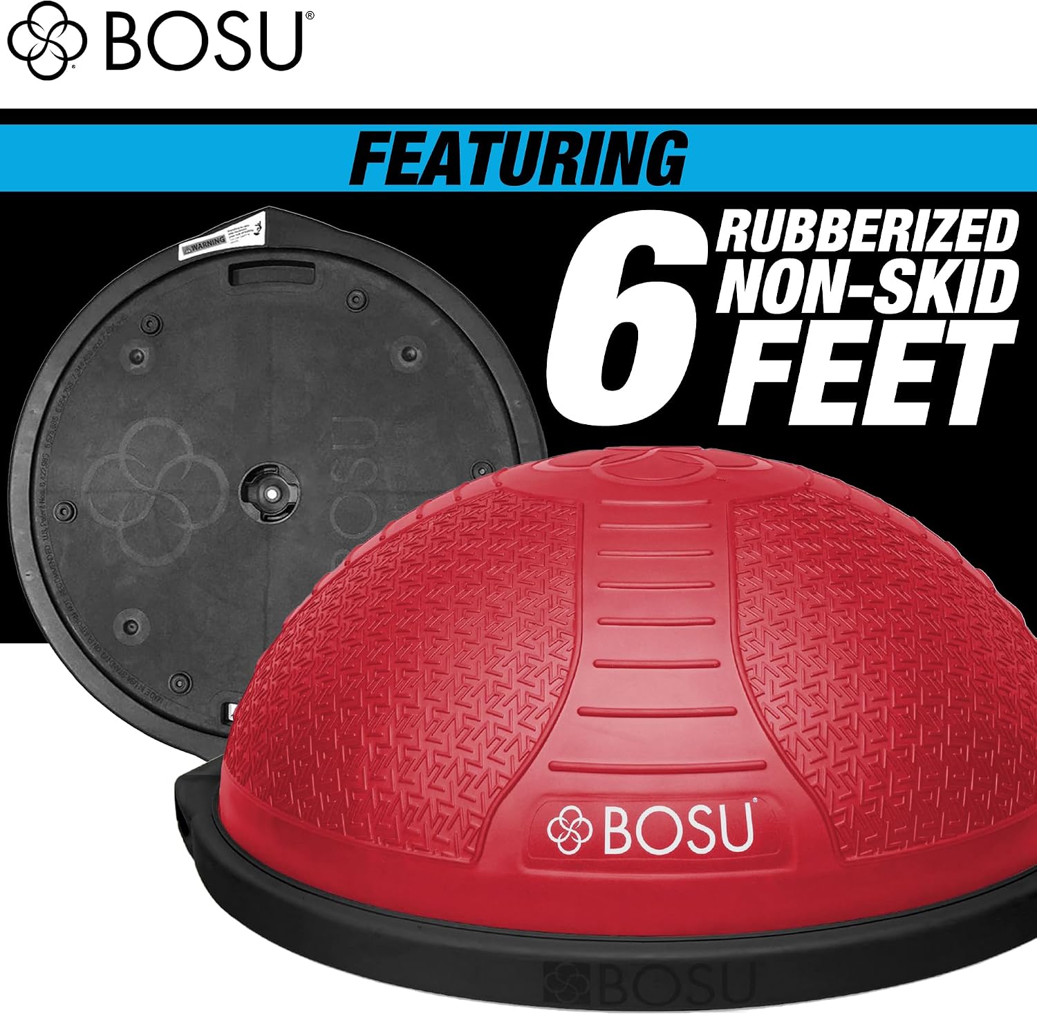 BOSU Nexgen Balance Trainer, Half-Ball Training Equipment, 65 cm Diameter, 300 lb Capacity - Burst-Resistant Stability Exercise Tool w/Non-Slip Base, Includes Hand Pump, Commercial-Grade