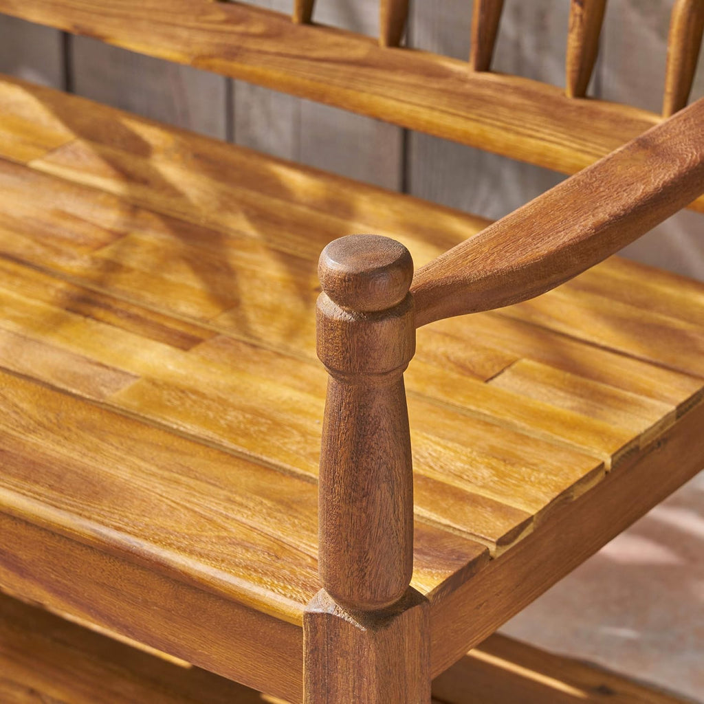 Great Deal Furniture Christopher Knight Home Cody Outdoor Acacia Wood Bench with Shelf, Teak Finish