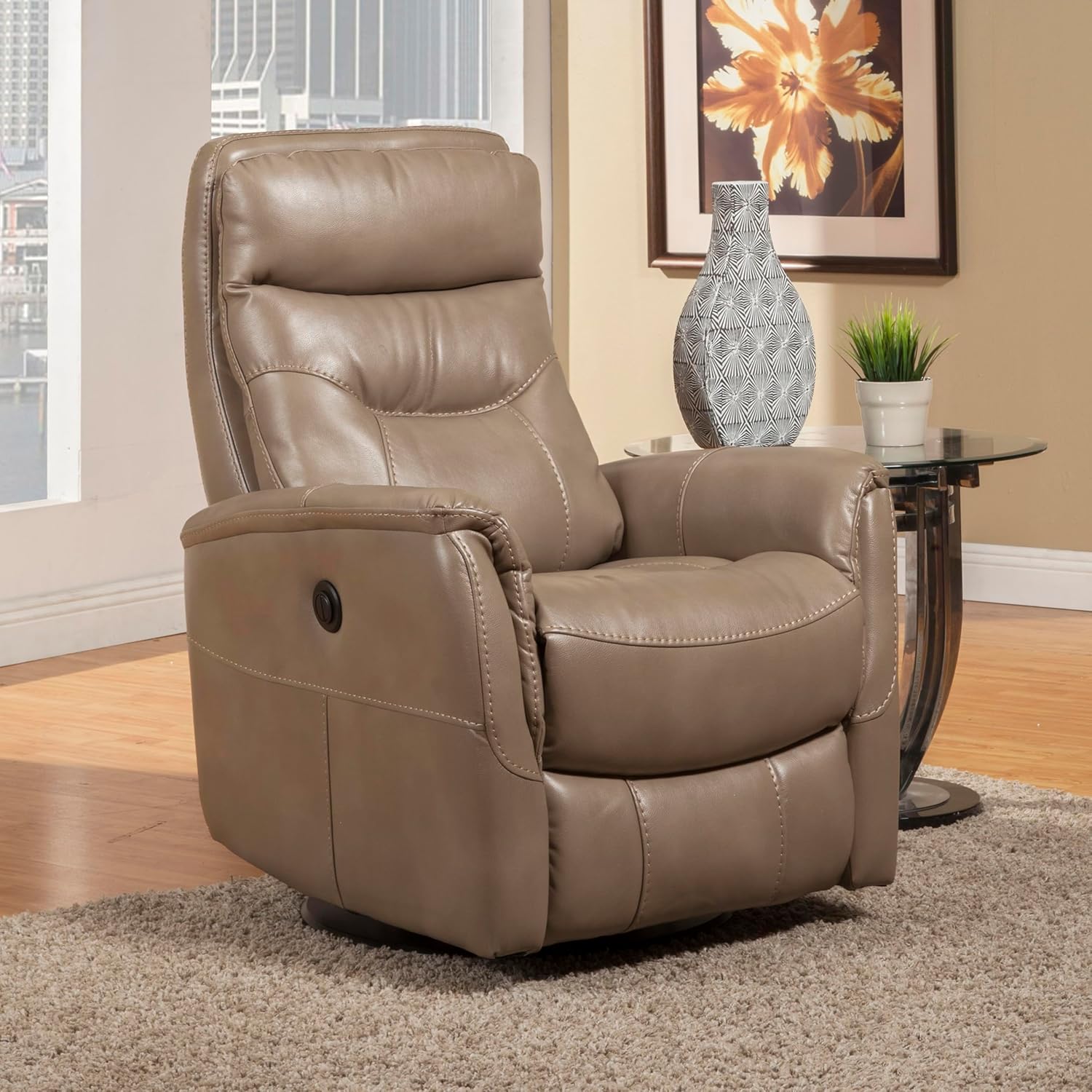 Parker Living Gemini - Linen Power Swivel Glider Recliner Two Pack in Soft Linen Fabric Reclining Nursery Chairs with 90% Polyester and 10% PU for Comfortable Nursing