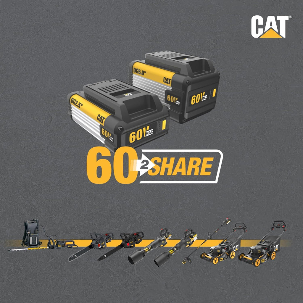 Cat DG610 60V 15' Brushless String Trimmer Cordless with Dual Line Bump Feed Head, Edger with Quick Line Load, Weed Trimmer with ECO Mode for Extended Runtime – Battery & Charger Included