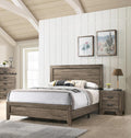 3pc Contemporary Wooden Bedroom Set Full Size Panel Bed and 2X Storage Nightstands Gray Finish