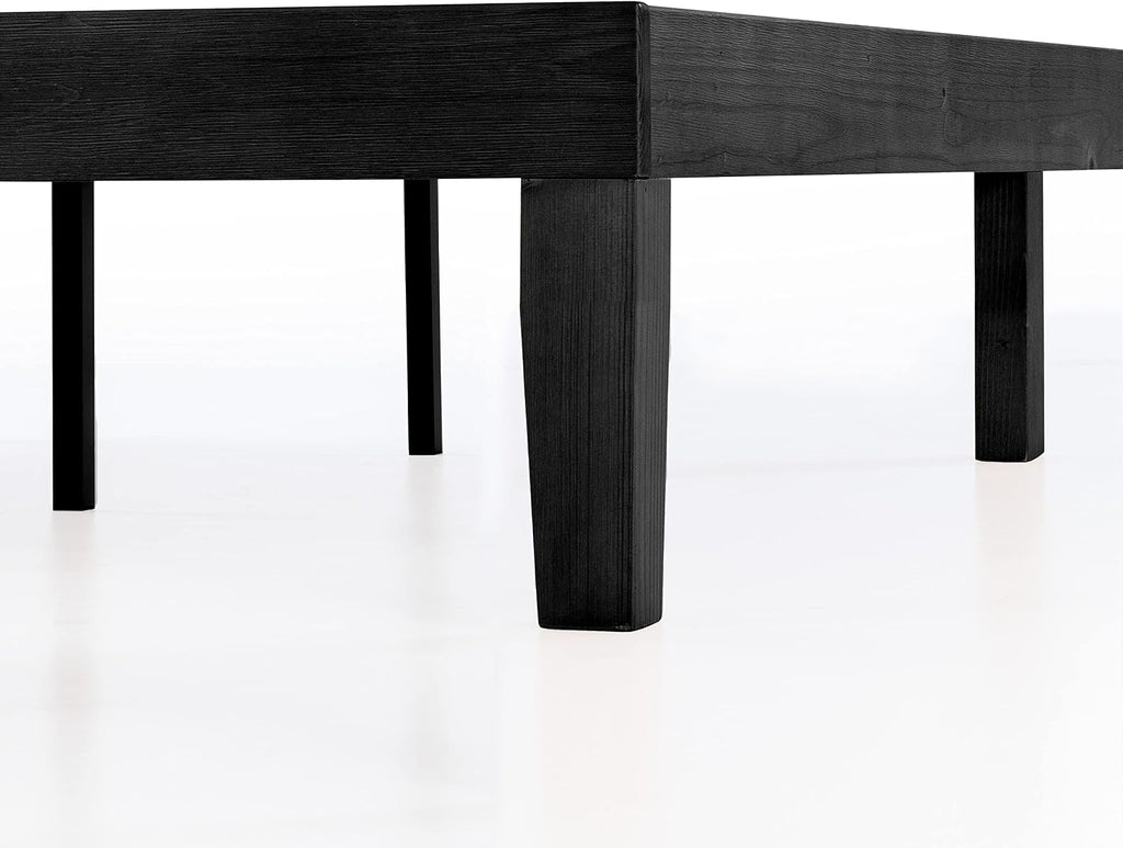 Mellow Naturalista Classic 12 Inch Solid Wood Platform Bed with Wooden Slats, King, Black