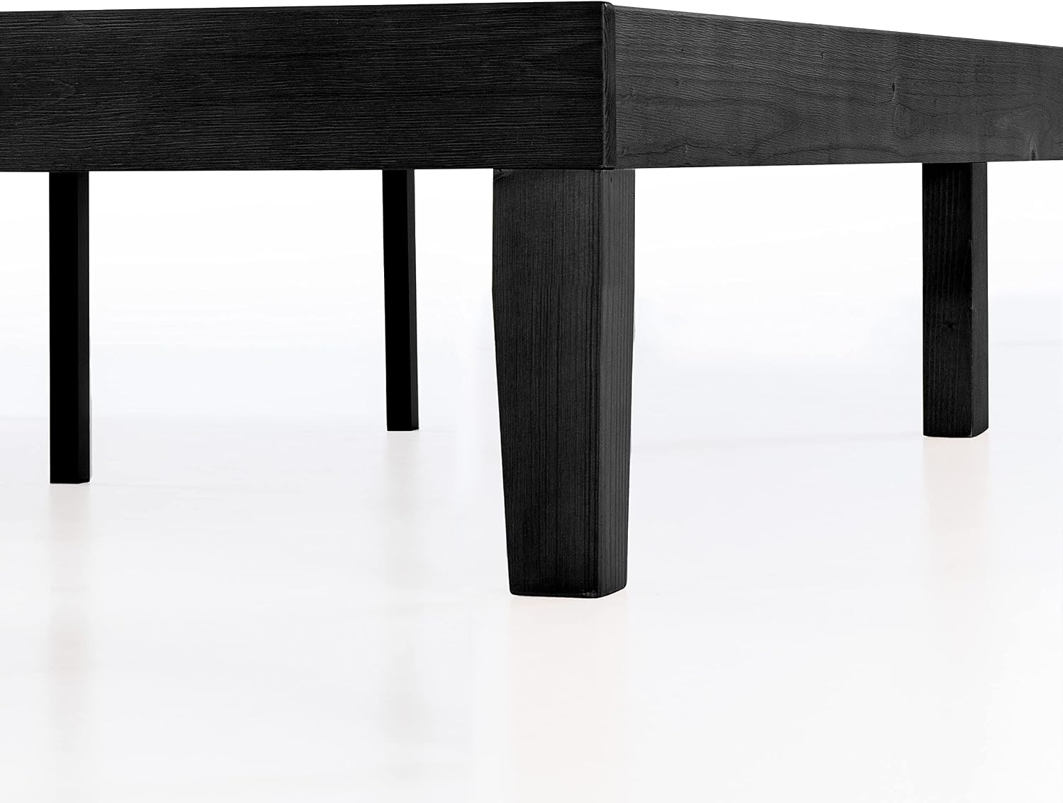Mellow Naturalista Classic 12 Inch Solid Wood Platform Bed with Wooden Slats, Queen, Black