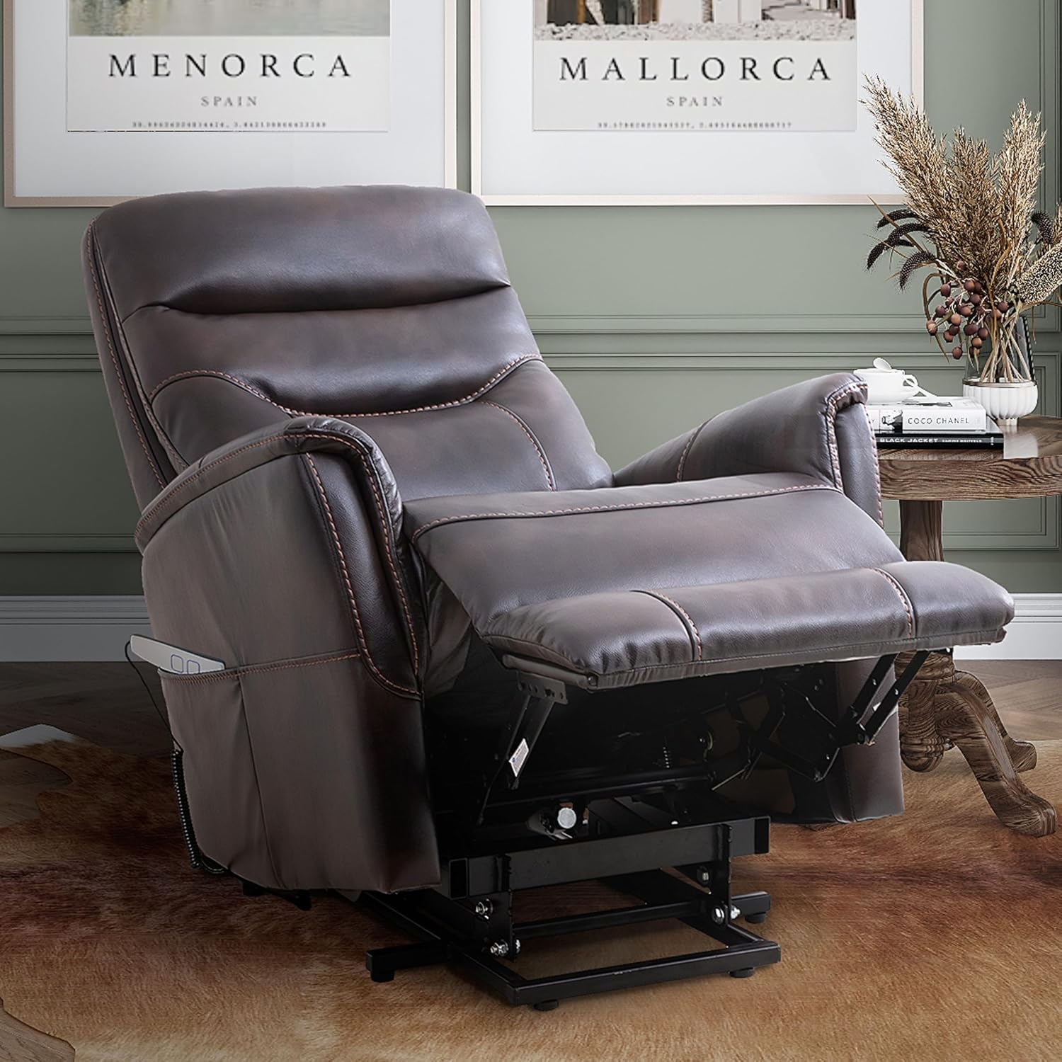 Parker Living Gemini - Truffle Power Lift Recliner Two Pack Adjustable Articulating Headrest Electric Reclining Chairs with 90% Polyester 10% PU Durable Upholstery