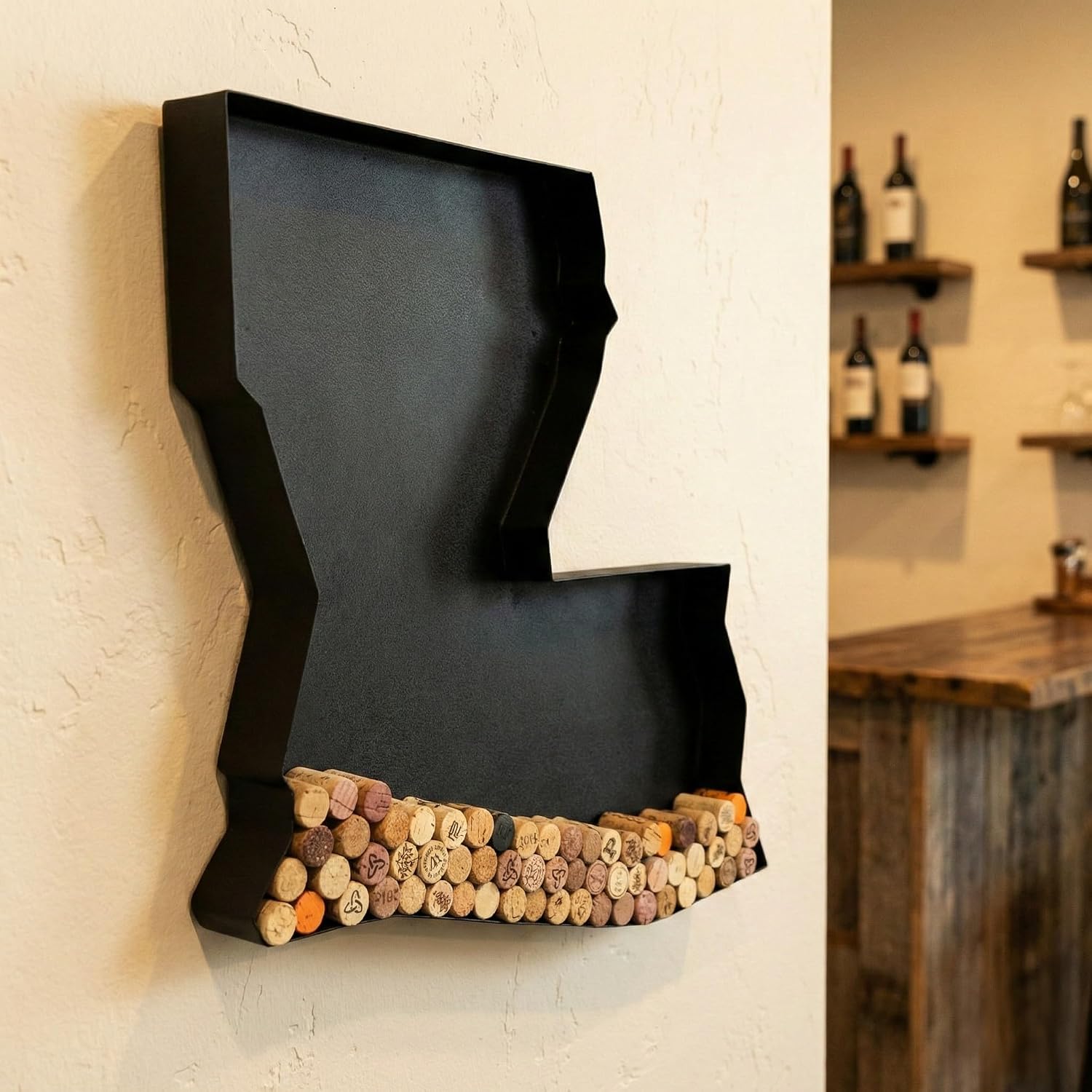 NEONSİGN Louisiana State Map Wine Cork Holder Metal Louisiana Decor Sign Wine Bar Pub Home Decoration (Black, 36 inch)