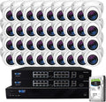GW Security 32 Channel 12MP NVR 4K PoE Security Camera System with 32 x 4K 8MP IP Microphone 135° Wide Angle Outdoor Smart AI Turret Camera, Face Recognition/Human/Vehicle Detection