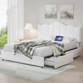 VECELO Full Size Platform Bed Frame with Type-C & USB Charging Stations/4 Storage Drawers, Upholstered Adjustable Headboard, Strong Wooden Slats Support, No Box Spring Needed, Easy Assembly