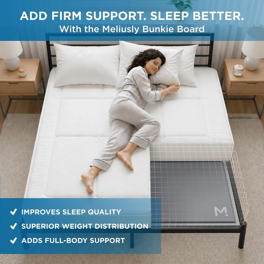 Meliusly Original Bunkie Board Queen Size (60x80) - Non-Slip Breathable Bed Support Board for Slatted Bed Frame, Anti-Sag Under Bed Support, Noise Minimizing Moisture Resistant Bed Board