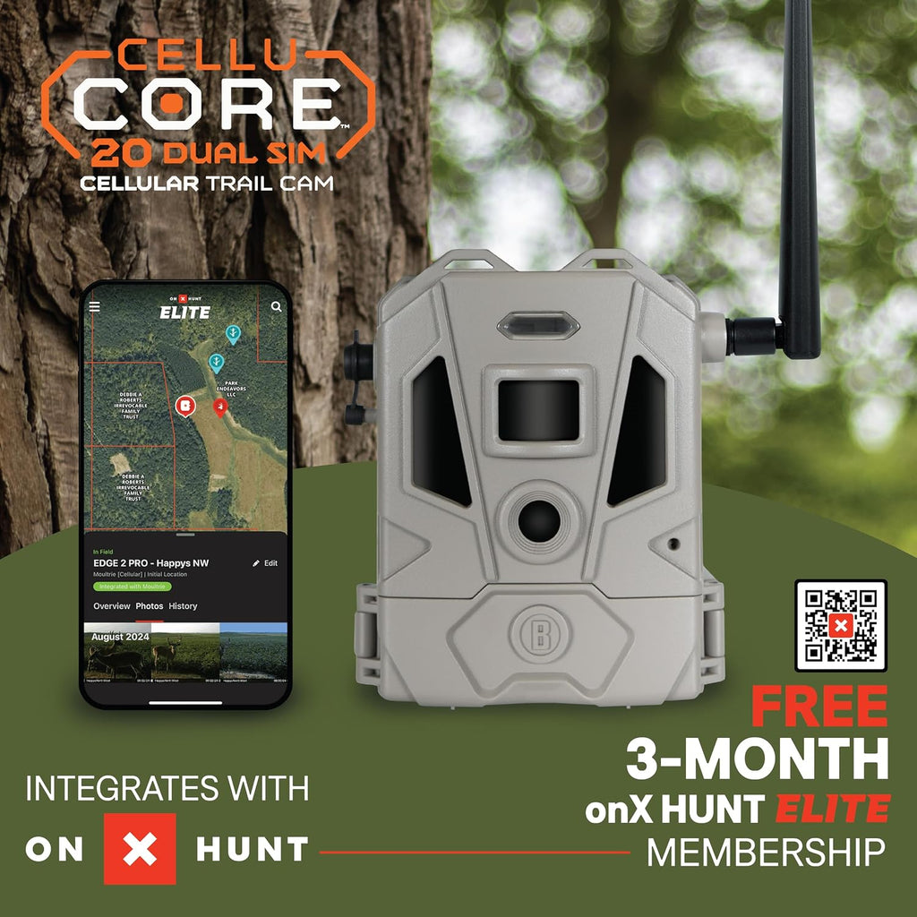 Bushnell CelluCORE 20 Dual-SIM Cellular Trail Camera - 20MP Image and 1080p HD Video, No Glow Infrared Night Vision, Wireless Connectivity with Dual SIM Card Support,Slate Green