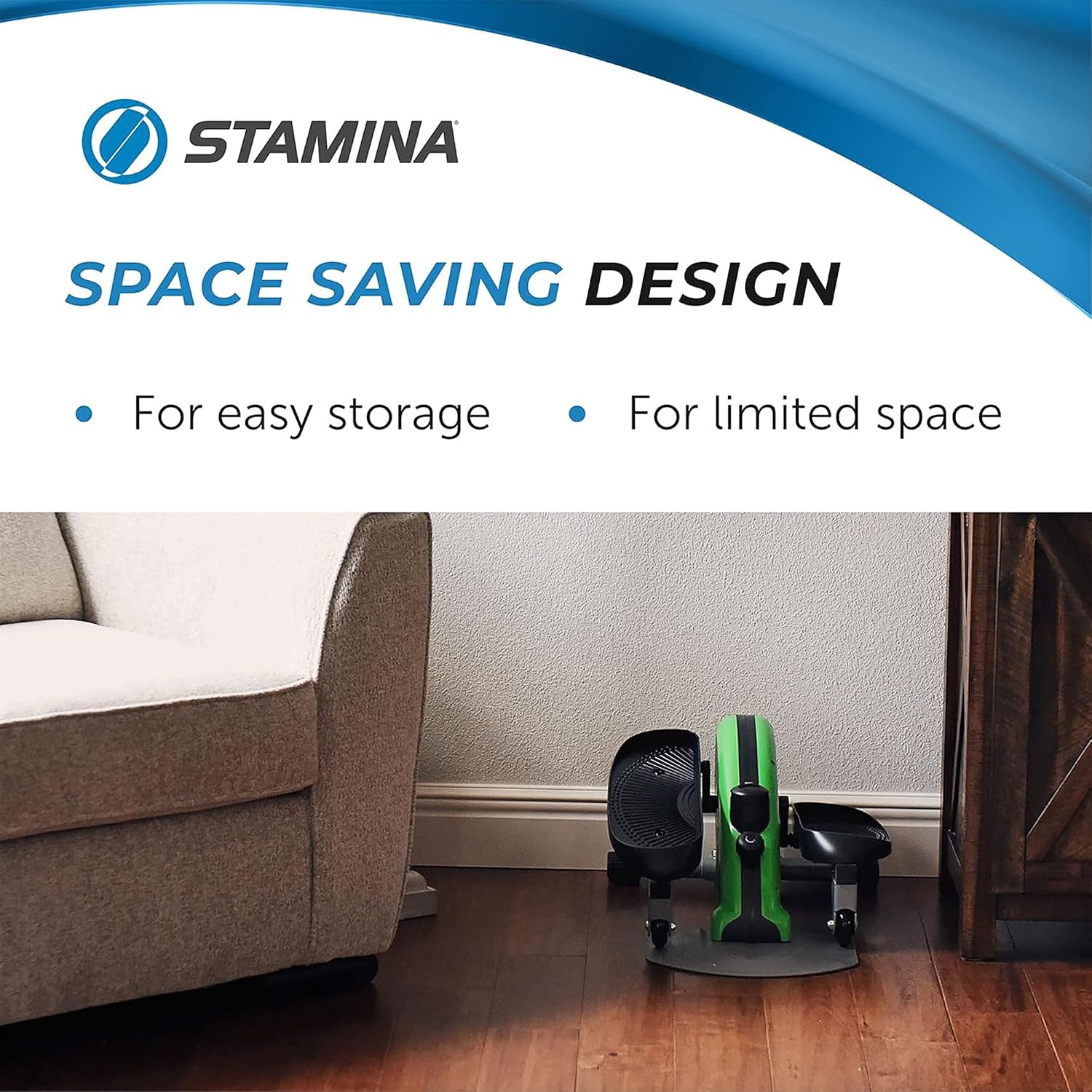 Stamina Inmotion Compact Strider Foot Exercise Machine - Under Desk Elliptical - Standing or Seated Elliptical Fitness Equipment