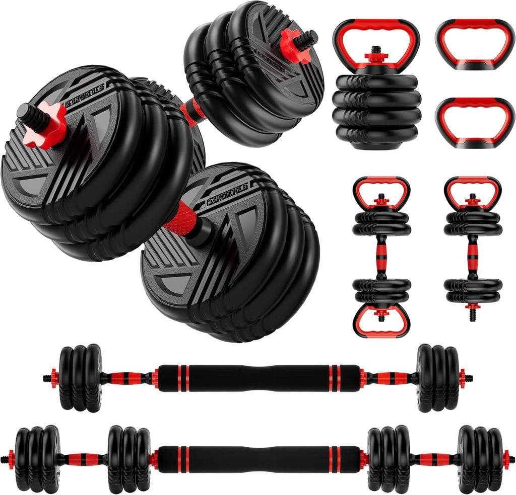 Adjustable Dumbbell Set, 10/20/30/45/70/90lbs, 5 in 1 Multi-Function Dumbbells Set Converts to Barbell & Kettlebell, Weight Set for Home Gym Workout, Suitable for Men/Women Strength Training