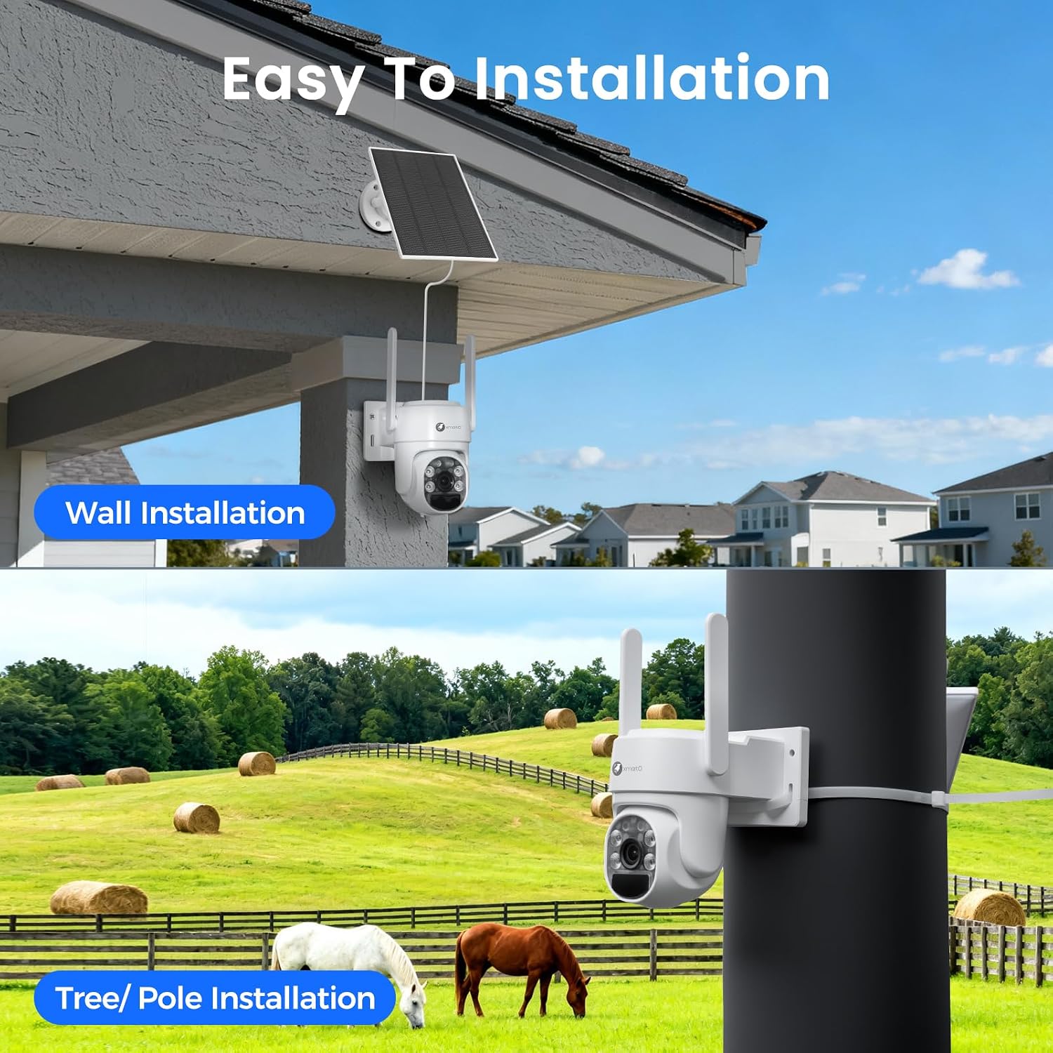 xmartO [Doorbell + 4-CAM Wire-Free Solar AI Tracking PTZ Cameras, 4MP 2K QHD Cam & 4K 10CH Expandable WiFi6 NVR, 2.4G/5G Dual Band Doorbell, All-Weather Power, 120-Day+ Local Storage, No Monthly Fee