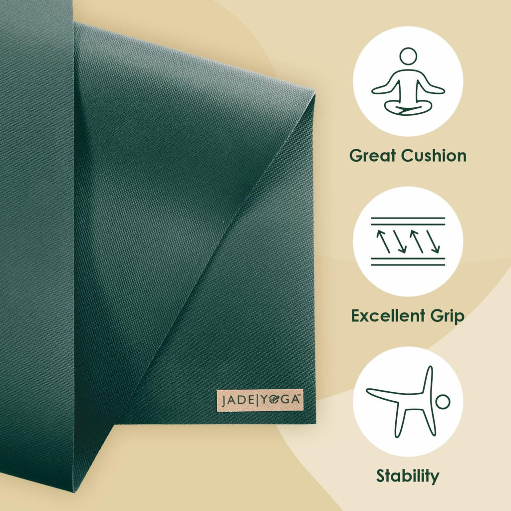 JadeYoga Harmony Yoga Mat - Durable & Thick Gym Fitness Mat, Non-Slip Natural Rubber Yoga Mat - Home Exercise & Stretching Mat, Workout Mat - Yoga, Pilates & Meditation for Women & Men