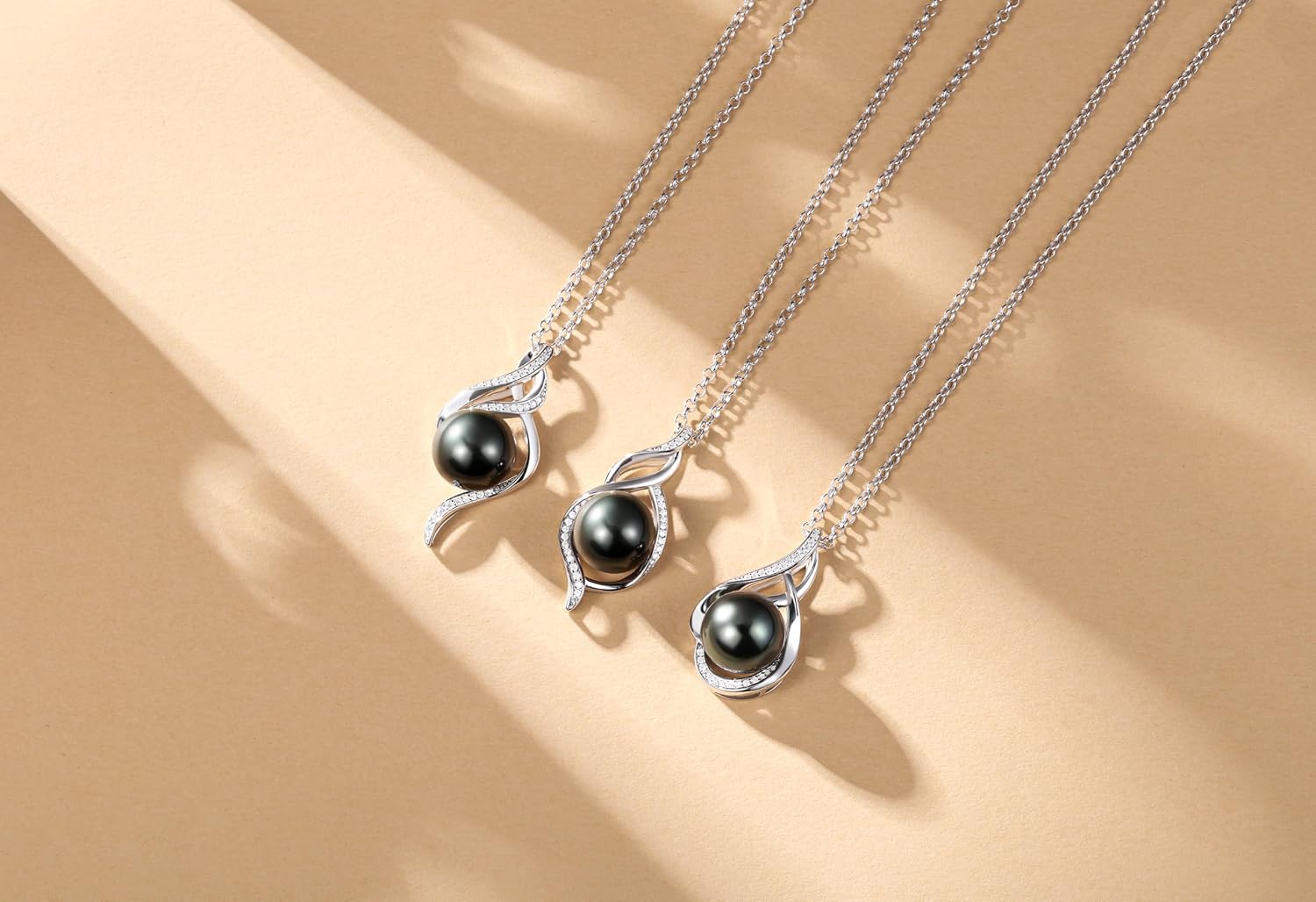 FANCIME Gift for Women Wife Natural Tahitian Pearl Necklace Sterling Silver Mysterious Ocean Treasure 10-12MM Black Pearl Luxury Jewelry Gift for Women, Mother, Wife, 16'+2' Adjustable