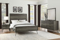 5-Piece Modern Full Size Bed Set Panel Gray Finish Solid Acacia Wood Metal Legs Bedroom Furniture