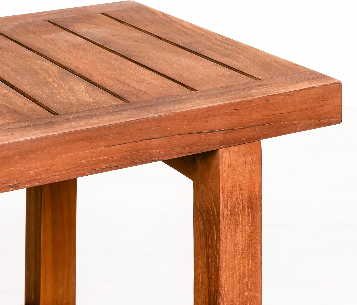 Best Home Fashion Teak Shower Bench Table with Shelf, Large Side Table for Bathroom and Spa - 14' W x 30' L x 18' H