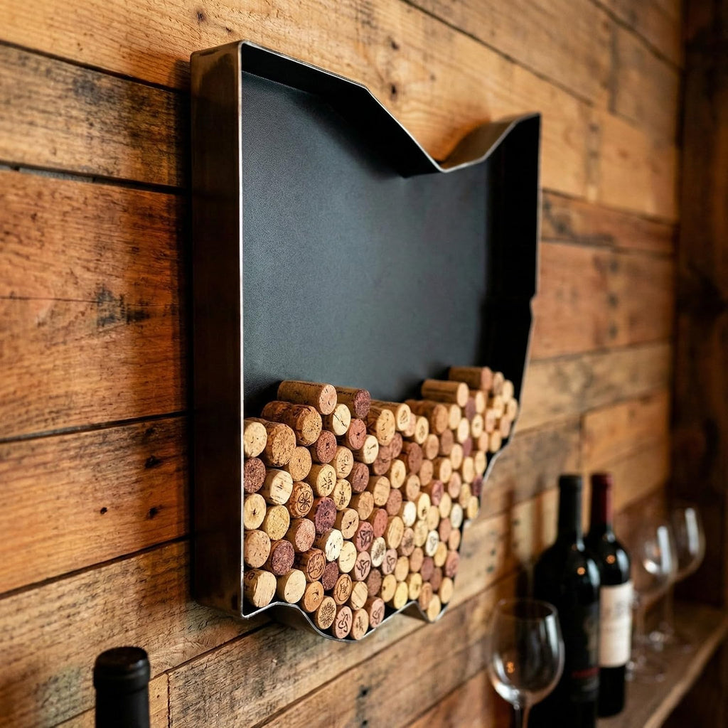 NEONSIGN Ohio State Map Wine Cork Holder Metal Ohio Decor Sign Wine Bar Pub Home Decoration (Black, 18 inch)