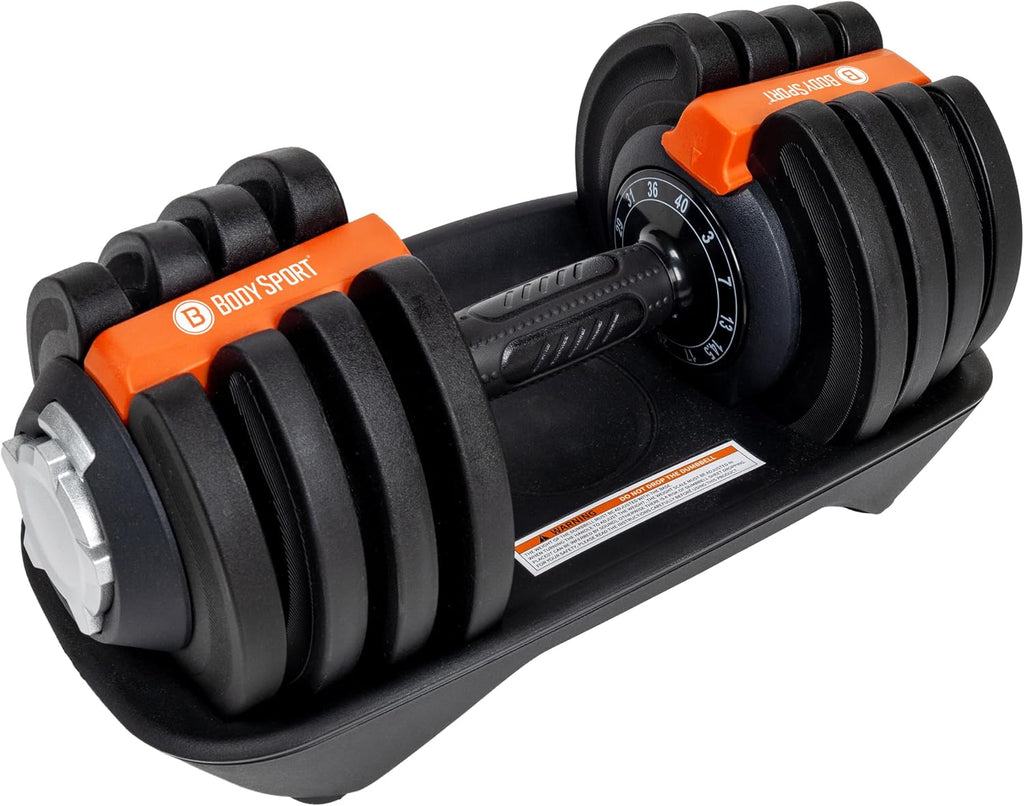 BodySport 40 Pound Adjustable Dumbbells – Includes 12 Free Weights, Ranging from 3 to 40 Pounds, Ideal for Home Gym Workouts and Weight Training