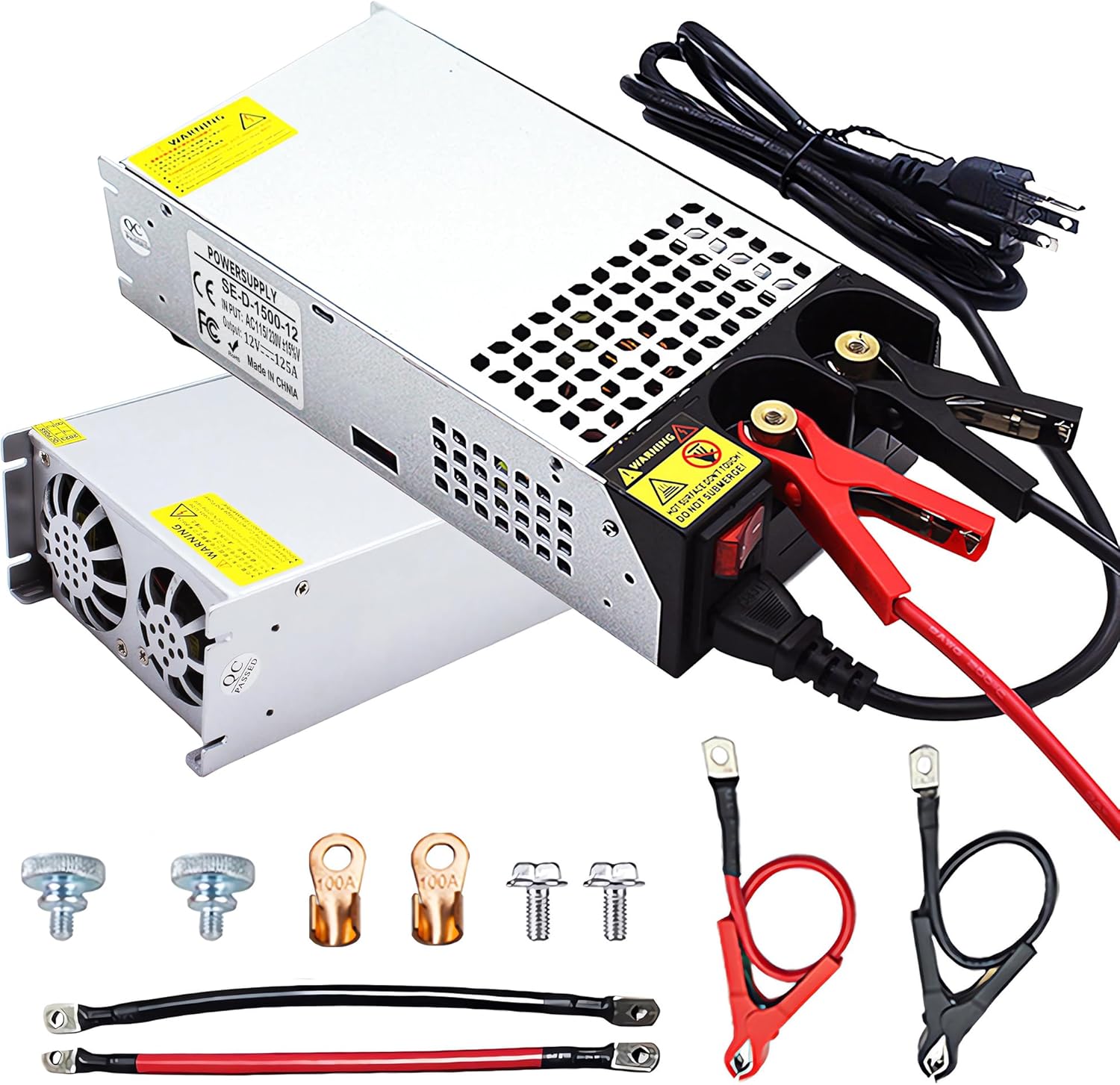 AC to DC 12V 125A 1500W Power Supply,120V to 12v Converter/110V to 12V Converter for RV Pump LED Strip CCTV Car Vacuum Stereo Disel Heater(DC12V-125A-1500W)