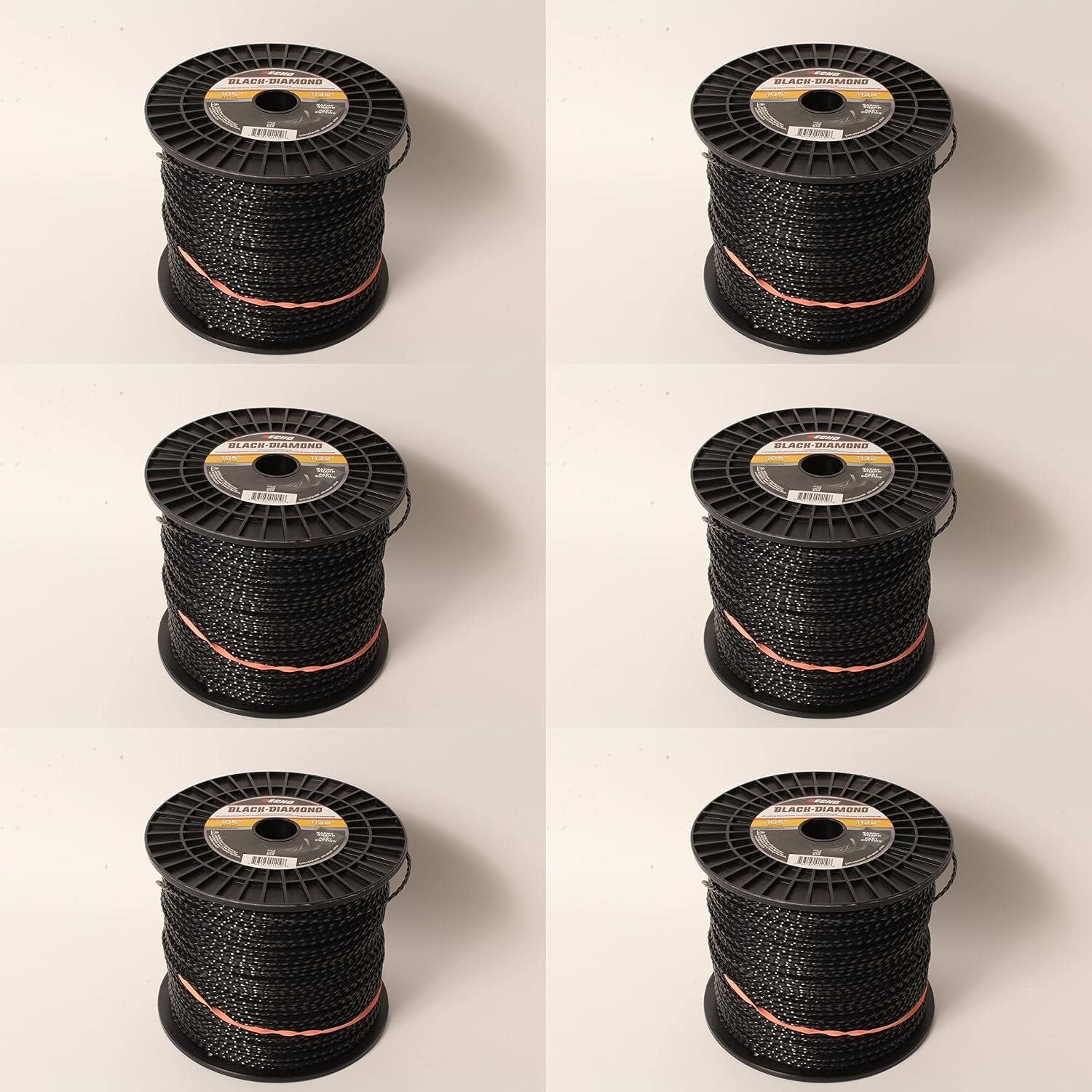 ECHO 6 PK 330105075 .105' Black Diamond Trimmer Line Spool 1,132' Square Twisted